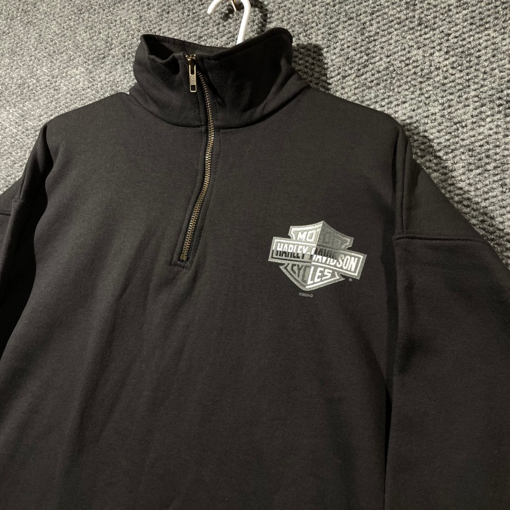 Vintage 2002 Harley-Davidson Sturgis South Dakota Quarter Zip Sweatshirt XL Blck - Picture 2 of 7